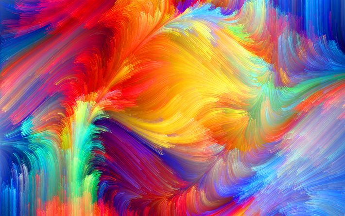 4k, colorful abstract rays, artwork, colorful abstract waves, abstract art, abstract wavy background, background with waves, creative