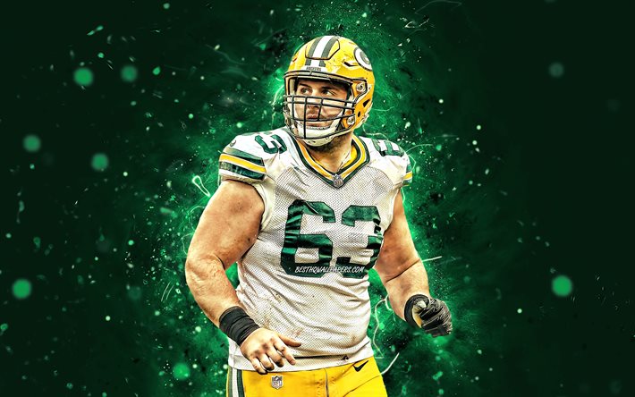 corey linsley, 4k, center, green bay packers, american football, nfl, corey michael linsley, national football league, neon lichter, corey linsley 4k, adrian corey linsley bay packers
