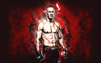 Oskar Piechota, UFC, MMA, polonais combattant, portrait, rouge, pierre fond, Ultimate Fighting Championship