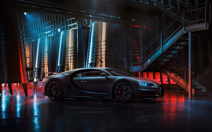 bugatti chiron, 2022, vista lateral, hipercarro, preto fosco chiron, carros de luxo, supercarros, bugatti