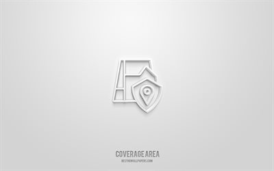 Coverage area 3d icon, white background, 3d symbols, Coverage area, hotel icons, 3d icons, Coverage area sign, hotel 3d icons