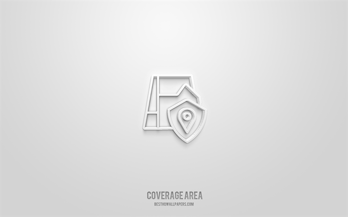 Coverage area 3d icon, white background, 3d symbols, Coverage area, hotel icons, 3d icons, Coverage area sign, hotel 3d icons
