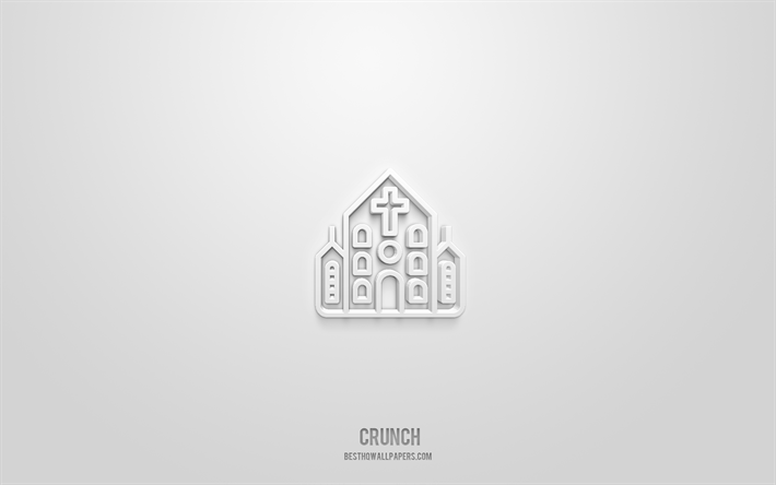 Crunch 3d icon, white background, 3d symbols, Crunch, buildings icons, 3d icons, Crunch sign, buildings 3d icons