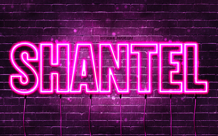 Happy Birthday Shantel, 4k, pink neon lights, Shantel name, creative, Shantel Happy Birthday, Shantel Birthday, popular french female names, picture with Shantel name, Shantel