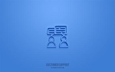 assistenza clienti 3d icona, sfondo blu, simboli 3d, assistenza clienti, icone di affari, icone 3d, segno di assistenza clienti, icone di affari 3d