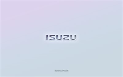 logo isuzu, testo 3d ritagliato, sfondo bianco, logo isuzu 3d, emblema isuzu, isuzu, logo in rilievo, emblema isuzu 3d