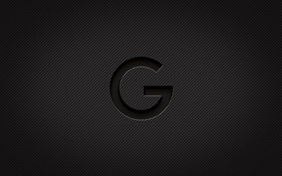 google karbon logosu, 4k, grunge sanat, karbon arka plan, yaratıcı, google siyah logosu, markalar, google logosu, google