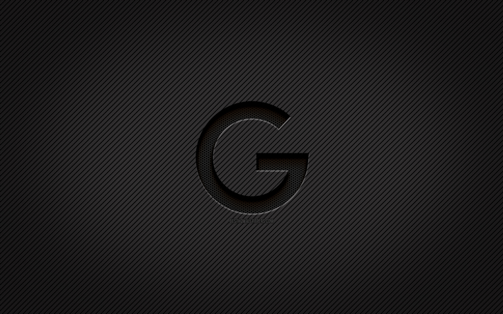 Google carbon logo, 4k, grunge art, carbon background, creative, Google black logo, brands, Google logo, Google