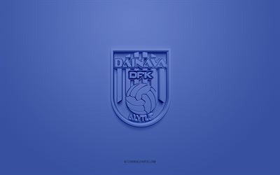 fk dainava alytus, logotipo 3d creativo, fondo azul, i lyga, emblema 3d, club de f&#250;tbol lituano, alytus, lituania, arte 3d, f&#250;tbol, ​​logotipo 3d fk dainava alytus