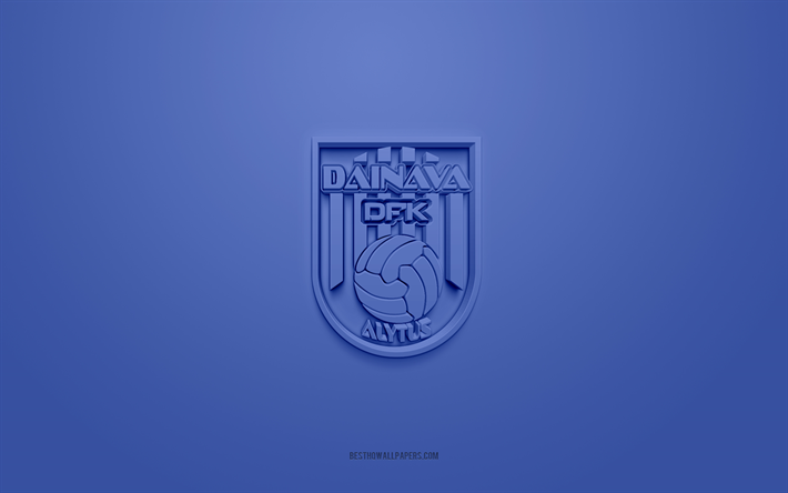 FK Dainava Alytus, creative 3D logo, blue background, I Lyga, 3d emblem, Lithuanian Football Club, Alytus, Lithuania, 3d art, football, FK Dainava Alytus 3d logo