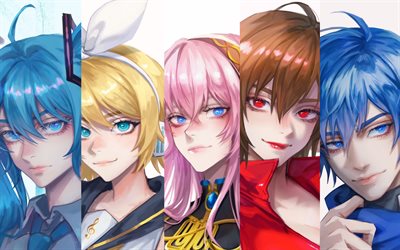 Megurine Luka, MEIKO, Hatsune Miku, KAITO, Kagamine Rin, Vocaloid Characters, fan art, manga, Vocaloid