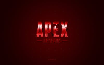 apex legends logotipo, vermelho brilhante logotipo, apex legends metal emblema, vermelho textura de fibra de carbono, apex legends, marcas, arte criativa, apex legends emblema