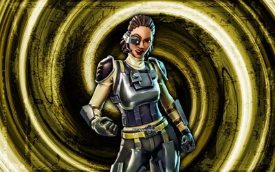 4k, Steelsight, yellow grunge background, Fortnite, vortex, Fortnite characters, Steelsight Skin, Fortnite Battle Royale, Steelsight Fortnite