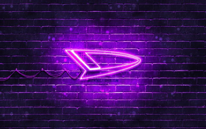 daihatsu violettes logo, 4k, violette neonlichter, kreativer, violetter abstrakter hintergrund, daihatsu logo, automarken, daihatsu