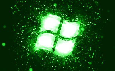 شعار Windows الأخضر, 4 ك, أضواء النيون الخضراء, إبْداعِيّ ; مُبْتَدِع ; مُبْتَكِر ; مُبْدِع, أخضر، جرد، الخلفية, شعار Windows: قائمة, سیستم عامل, نوافذ