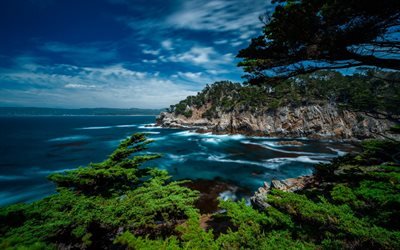 Point Lobos, Carmel, Ocean, hdr, sommar, Kalifornien, USA