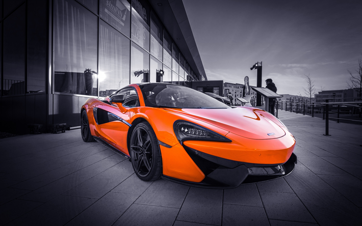 McLaren d&#233;cada de 570, Supercarros, laranja da d&#233;cada de 570, carros esportivos, ajuste, McLaren