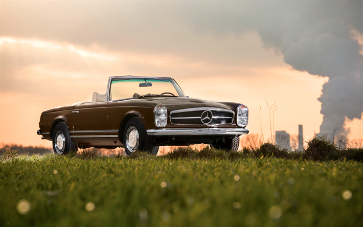 4k, Mercedes-Benz 280 SL, auto retr&#242;, 1968 automobili, cabriolet, auto tedesche, Mercedes