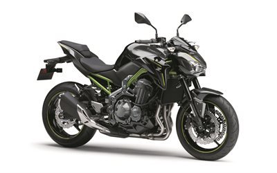 Kawasaki Z900 ABS, 2017, 4k, sports motos, noir v&#233;lo, Japonais de motos, Kawasaki