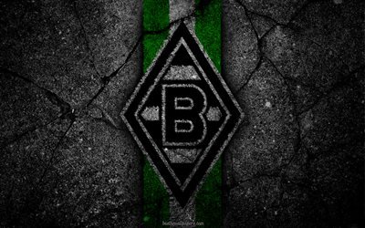 Borussia Moenchengladbach, logo, art, Bundesliga, soccer, football club, asphalt texture
