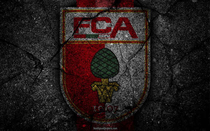 Augsburg, logo, art, Bundesliiga, jalkapallo, football club, FC Augsburg, asfaltti rakenne