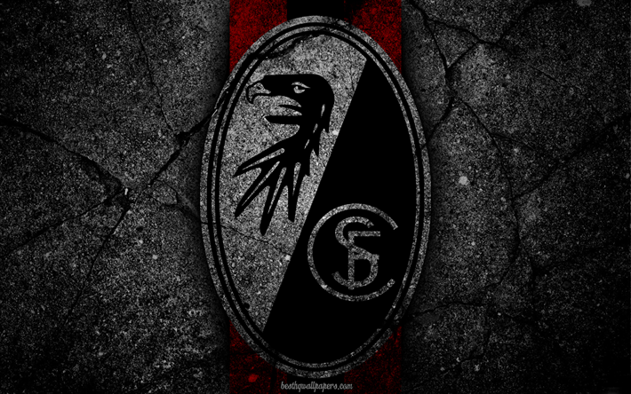 Freiburg, logo, art, Bundesliga, soccer, football club, SC Freiburg, asphalt texture