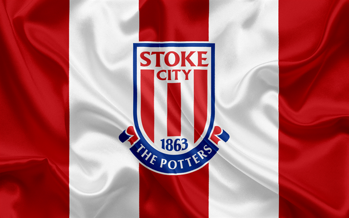Stoke City FC, Premier League, le football, Stoke-on-Trent, royaume-Uni, Angleterre, drapeau, embl&#232;me, Stoke City logo, club de football anglais
