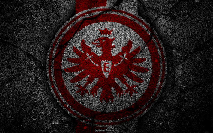 O Eintracht Frankfurt, logo, arte, Bundesliga, futebol, clube de futebol, FC Eintracht Frankfurt, a textura do asfalto