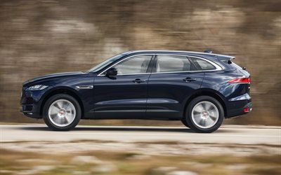 Jaguar F-PACE, 4k, 2017, Luxury SUV, sport utility vehicles, British cars, blue F-PACE, Jaguar
