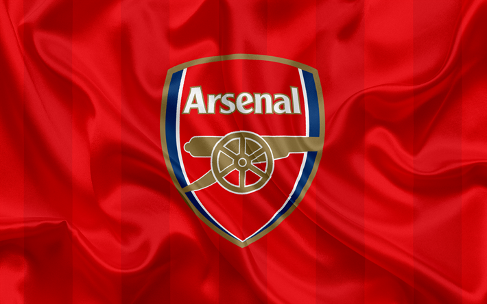 Arsenal FC, Football Club, Premier League, fotboll, London, STORBRITANNIEN, England, flagga, Arsenal emblem, logotyp, Engelska football club