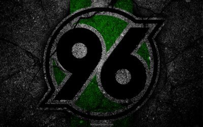 Hannover 96, logo, art, Bundesliga, soccer, football club, FC Hannover, asphalt texture