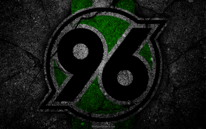 L&#39;Hannover 96, logo, arte, Bundesliga, calcio, football club, FC Hannover, asfalto texture