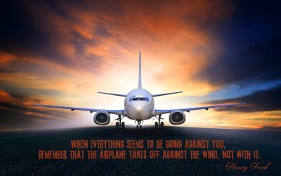 Wallpaper with quotes, Henry Ford, quote, passenger plane, airplane quote, motivation