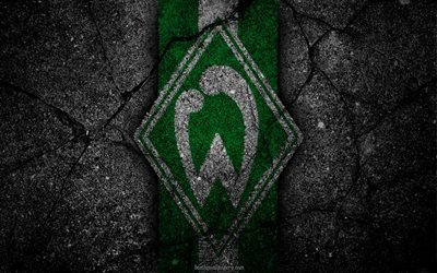 Werder Bremen, logo, art, Bundesliga, soccer, football club, FC Werder Bremen, asphalt texture