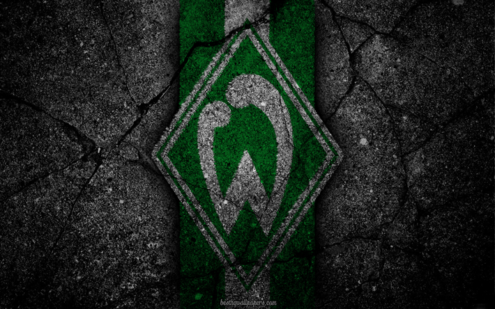 O Werder Bremen, logo, arte, Bundesliga, futebol, clube de futebol, FC Werder Bremen, a textura do asfalto