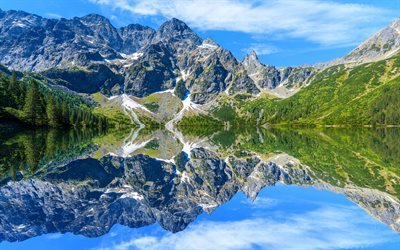 Lago Morskie Oko, lago di Montagna, estate, montagna, Monti Tatra, Zakopane, Polonia
