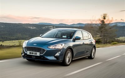 Ford Focus, 4k, road, Bilar 2018, halvkombi, nytt Fokus, Ford