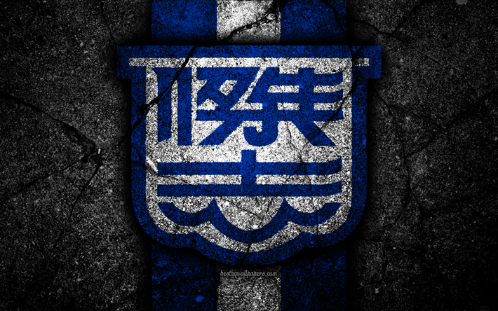 4k, FC Kitchee, emblem, Hong Kong Premier League, svart sten, fotboll, football club, Asien, logotyp, Hong Kong, Kitchee, asfalt konsistens, Kitchee FC