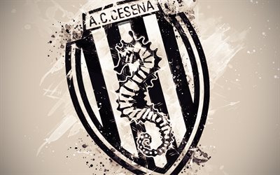 O AC Cesena, 4k, a arte de pintura, criativo, logo, O futebol italiano equipe, Serie B, emblema, fundo branco, o estilo grunge, Cesena, It&#225;lia, futebol