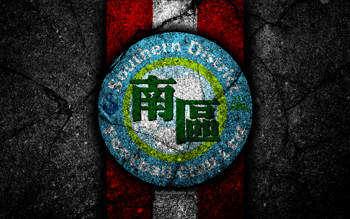 4k, FC Distretto Meridionale, emblema, Hong Kong Premier League, pietra nera, il calcio, il football club, Asia, logo, Hong Kong, Distretto Sud, asfalto texture, Distretto Sud FC