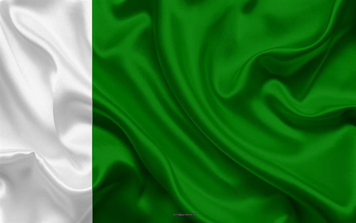 Bandera de Manama, 4k, seda textura, blanco, verde bandera, Manama, Bar&#233;in