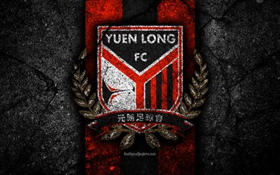 4k, FC Yuen Long, emblem, Hong Kong Premier League, svart sten, fotboll, football club, Asien, logotyp, Hong Kong, Yuen Long, asfalt konsistens, Yuen Long FC