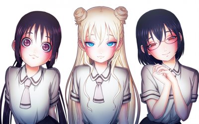 Asobi Asobase, Hanako Honda, Kasumi Nomura, Olivia, konst, Japansk manga, tecken, huvudpersoner, manga om skolan