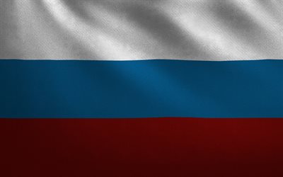 Rysslands flagga, tyg konsistens, vit bl&#229; r&#246;d flagg, nationell symbol, Ryska Federationen, Ryska flaggan