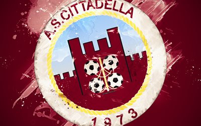 AS Cittadella, 4k, paint art, creative, logo, Italian football team, Serie B, emblem, purple background, grunge style, Cittadella, Italy, football