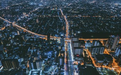 Osaka, 4k, paesaggi notturni, vista dall&#39;alto, panorama, edifici, Asia, Giappone