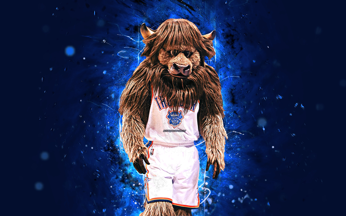 Download Wallpapers Rumble The Bison 4k Mascot Oklahoma City Thunder