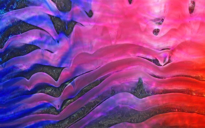 موجات ملونة ثلاثية الأبعاد, 4 ك, خلفيات متموجة, موجات القوام, مواد ثلاثية الأبعاد, الخلفية مع موجات, خلفيات ملونة