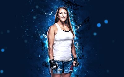 Felicia Spencer, 4k, blue neon lights, canadian fighters, MMA, UFC, female fighters, Felicia Dawn Spence, Mixed martial arts, Felicia Spencer 4K, UFC fighters, MMA fighters