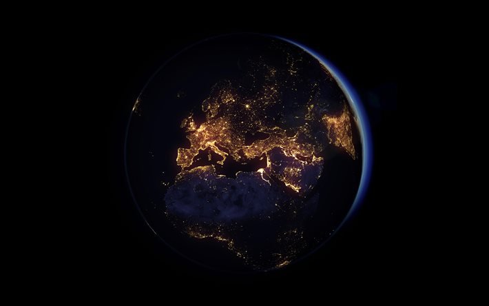 أوروبا من الفضاء, 4 ك, المَجَرّة ; مَجَرّة, كوكب الأرض, خيال علمي, عالَم ; كَوْن, NASA, كواكب, أفريقيا من الفضاء